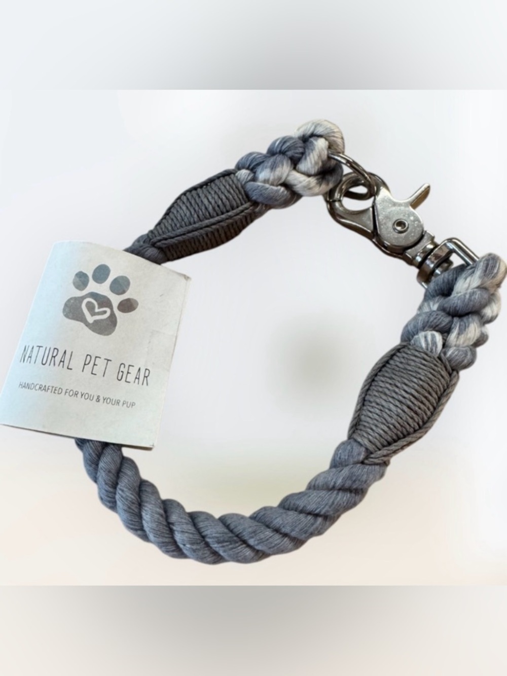 Dog Collar Cotton RopeBlue + Slate Nickel Plated 14” Wigglywoos NWT